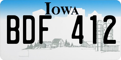 IA license plate BDF412