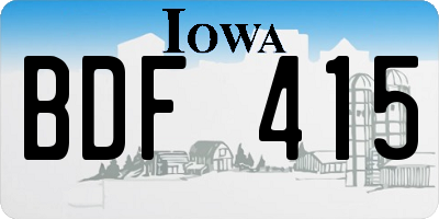 IA license plate BDF415
