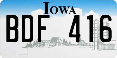 IA license plate BDF416