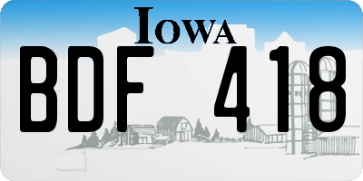 IA license plate BDF418