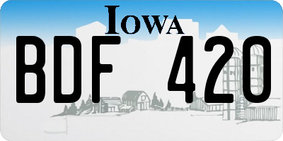 IA license plate BDF420
