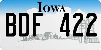 IA license plate BDF422