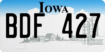 IA license plate BDF427