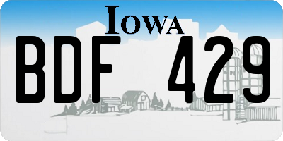 IA license plate BDF429