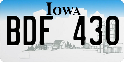IA license plate BDF430