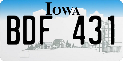IA license plate BDF431