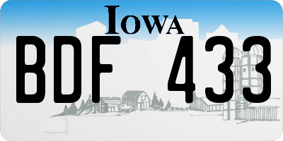 IA license plate BDF433