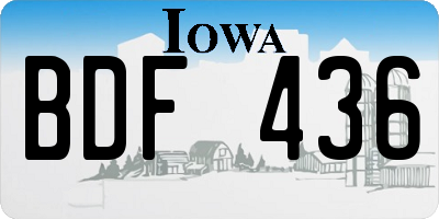 IA license plate BDF436