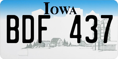 IA license plate BDF437