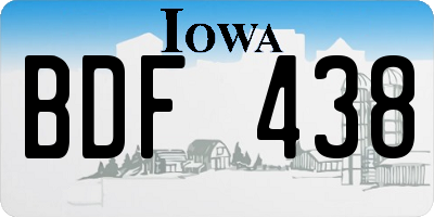IA license plate BDF438