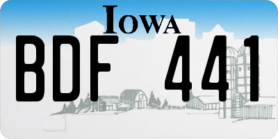 IA license plate BDF441
