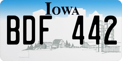 IA license plate BDF442
