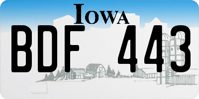 IA license plate BDF443