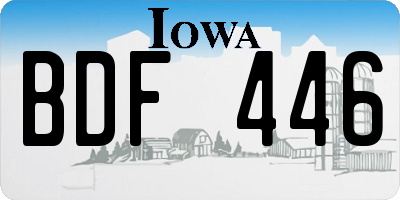 IA license plate BDF446