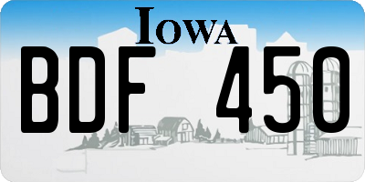 IA license plate BDF450