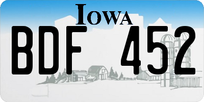 IA license plate BDF452