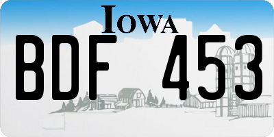 IA license plate BDF453