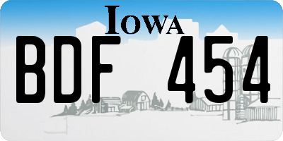 IA license plate BDF454