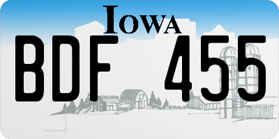 IA license plate BDF455