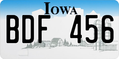 IA license plate BDF456