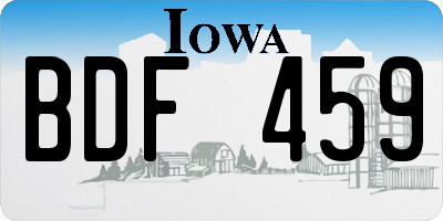 IA license plate BDF459