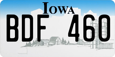 IA license plate BDF460