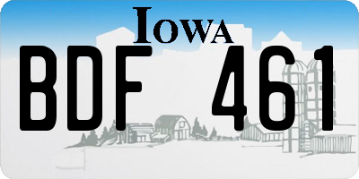 IA license plate BDF461