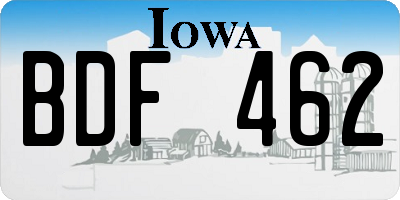 IA license plate BDF462