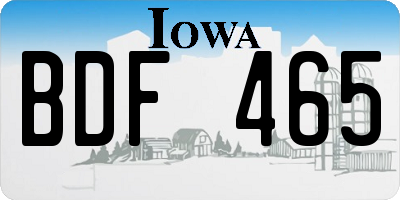 IA license plate BDF465