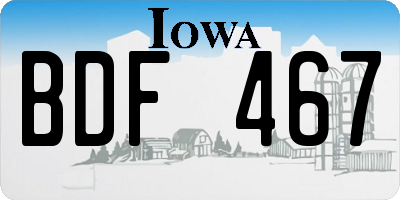 IA license plate BDF467