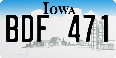IA license plate BDF471