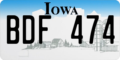 IA license plate BDF474