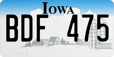 IA license plate BDF475