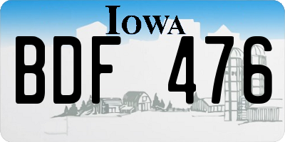 IA license plate BDF476