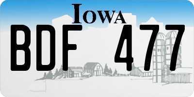 IA license plate BDF477