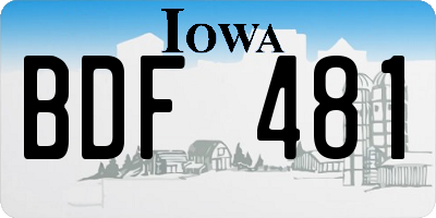IA license plate BDF481