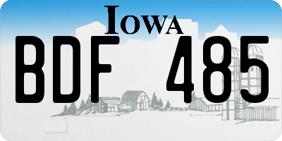 IA license plate BDF485