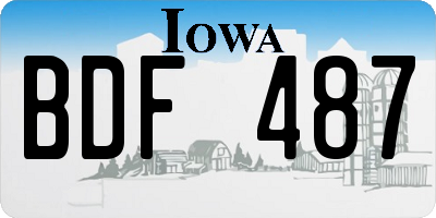 IA license plate BDF487