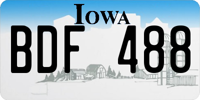 IA license plate BDF488