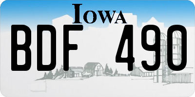 IA license plate BDF490