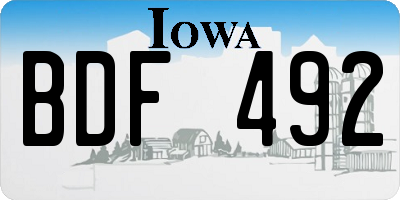 IA license plate BDF492