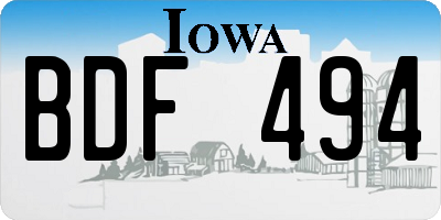 IA license plate BDF494