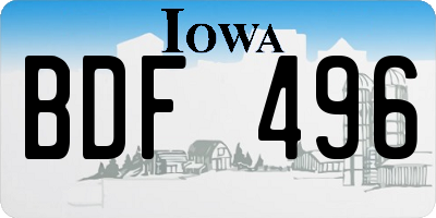 IA license plate BDF496