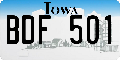 IA license plate BDF501