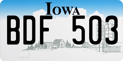 IA license plate BDF503