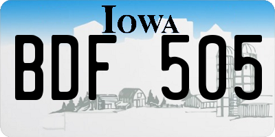 IA license plate BDF505