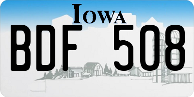 IA license plate BDF508
