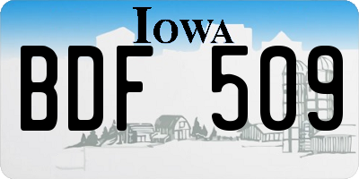 IA license plate BDF509
