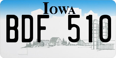 IA license plate BDF510