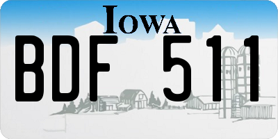 IA license plate BDF511